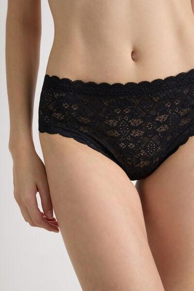 Black Lace French Knickers, Black, large image number 5