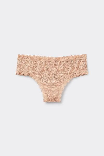 Beige Lace French Knickers, Soft Beige, large image number 3