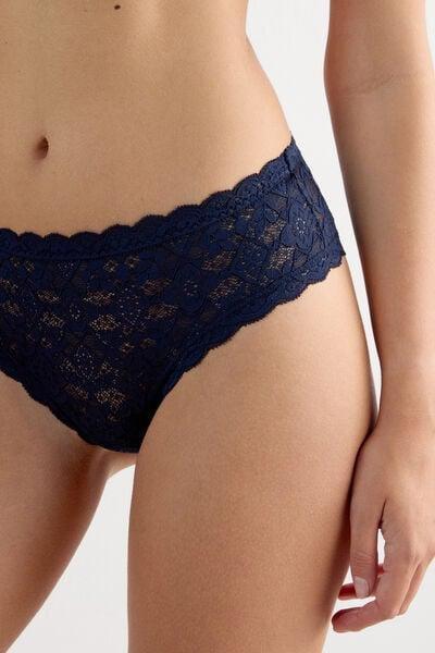 Navy Lace French Knickers, Intense Blue, large image number 5