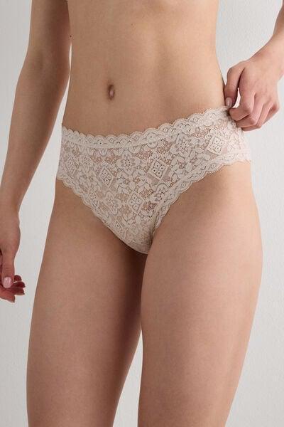 Cream Lace French Knickers, Silk, large image number 5