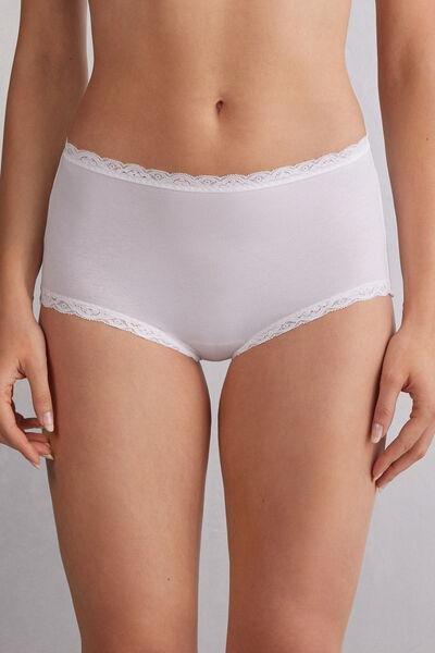 White High-Waisted French Knickers, White, medium