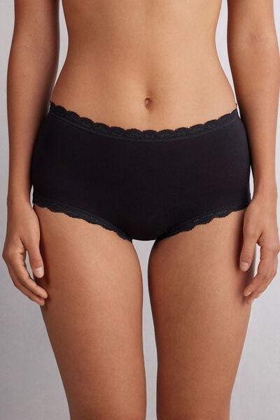 Black High-Waisted French Knickers, , large image number 0