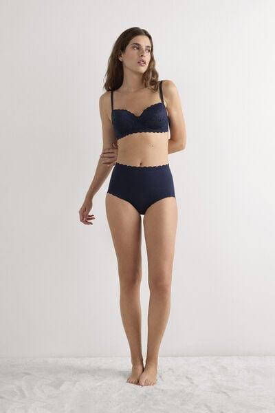 Navy High-Waisted French Knickers, Intense Blue, large image number 0