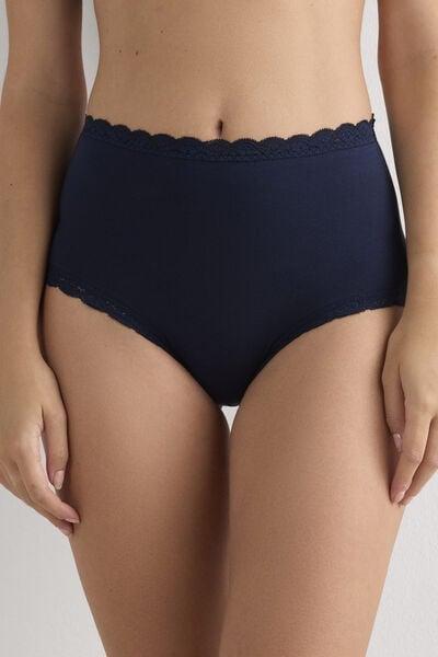Navy High-Waisted French Knickers, Intense Blue, large image number 1