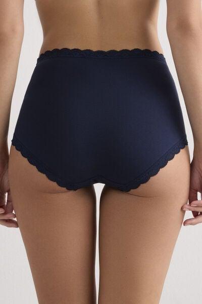 Navy High-Waisted French Knickers, Intense Blue, large image number 2