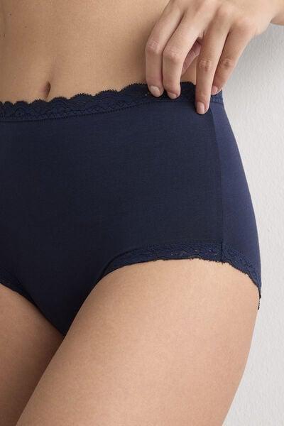 Navy High-Waisted French Knickers, Intense Blue, large image number 5