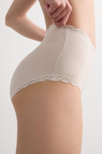 Cream Lace Culotte Panty, Silk, large image number 4
