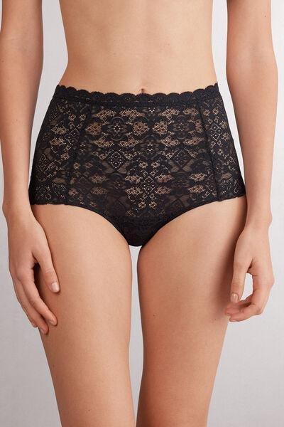 Black High-Rise French Knickers, , large image number 0
