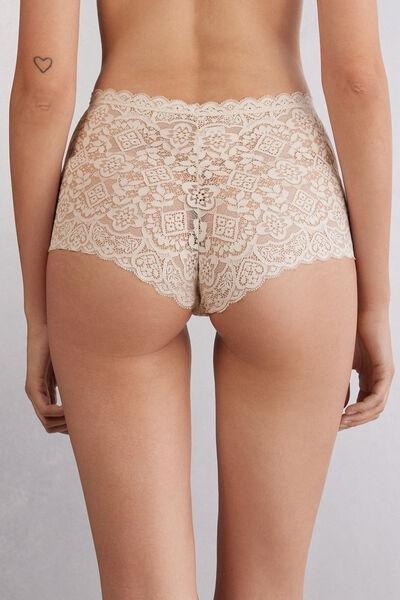 AVORIO CREMA High-Rise Lace French Knickers, , large image number 3