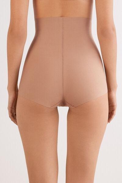 Beige Light Shaping High-Waisted Cotton French Knickers, , large image number 3