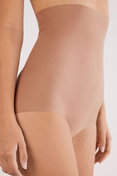 Beige Light Shaping High-Waisted Cotton French Knickers, Medium Beige, large image number 5