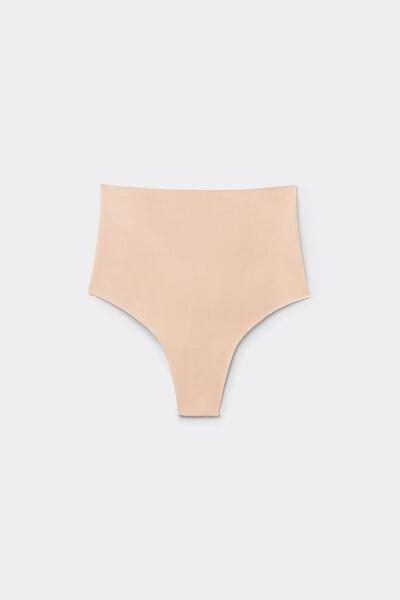 Beige Light Shaping High-Waisted Cotton French Knickers, Soft Beige, large image number 3