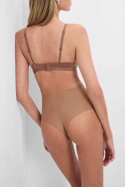 Beige Light Shaping High-Waisted Cotton French Knickers, Medium Beige, large image number 2