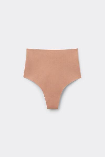Beige Light Shaping High-Waisted Cotton French Knickers, Medium Beige, large image number 3
