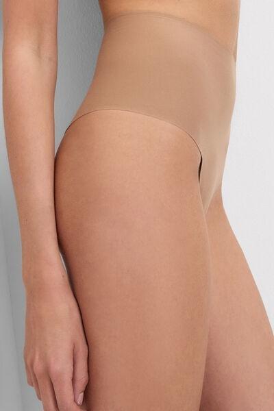 Beige Light Shaping High-Waisted Cotton French Knickers, Medium Beige, large image number 5