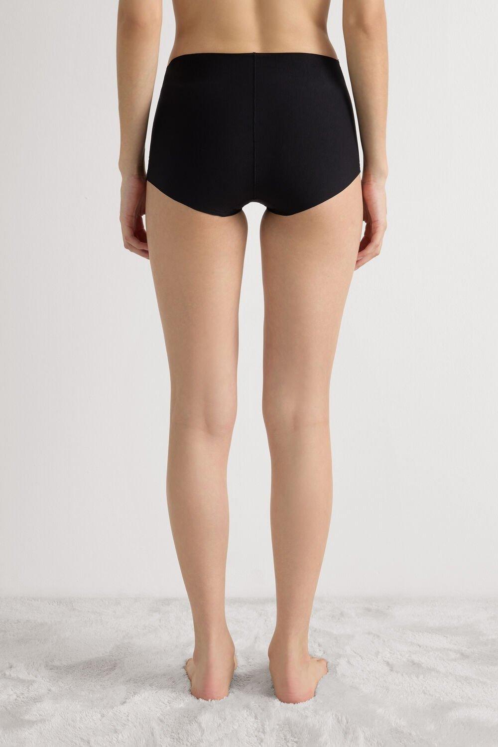 Black High-Rise French Knickers, Black, medium