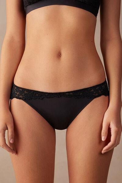 Black Pretty Flowers Knickers, Black, large image number 0