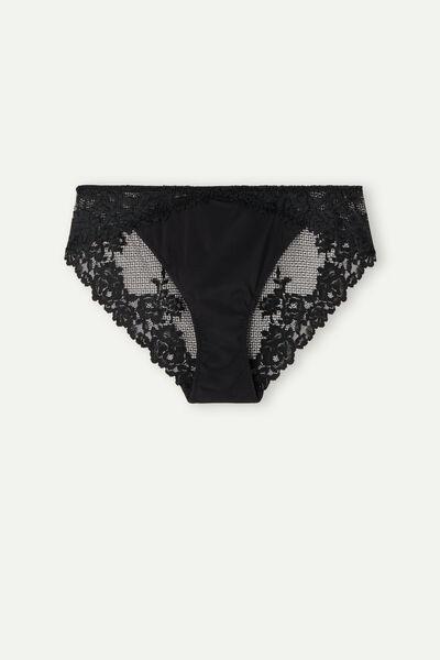 Black Pretty Flowers Knickers, Black, large image number 2