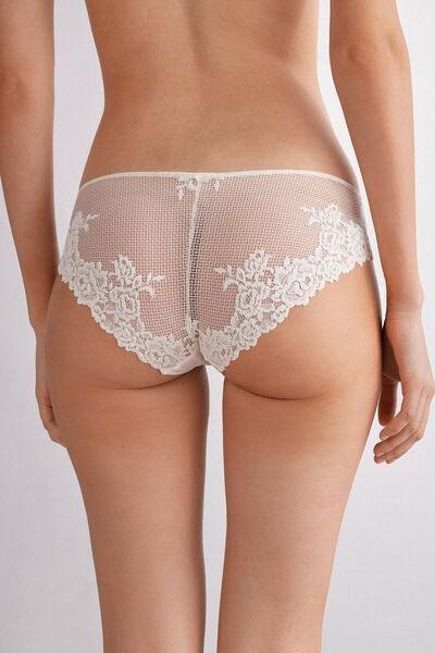 White Pretty Flowers Briefs, , large image number 3