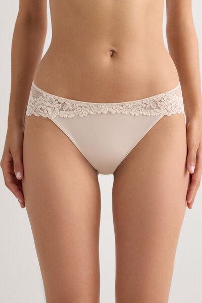 Cream Pretty Flowers Knickers, Silk, large image number 1