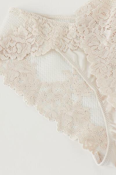 Cream Pretty Flowers Knickers, Silk, large image number 4
