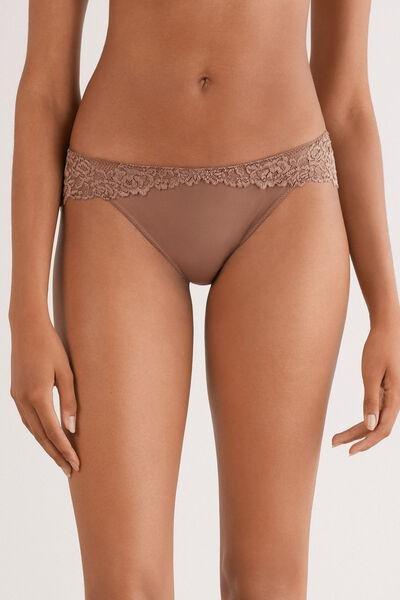 Beige Pretty Flowers Knickers, Brown Mocha, medium