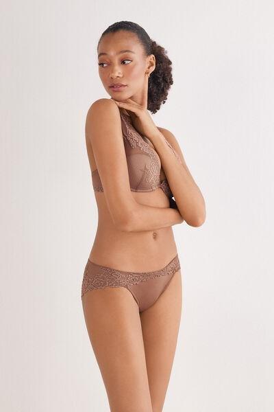 Beige Pretty Flowers Knickers, Brown Mocha, medium