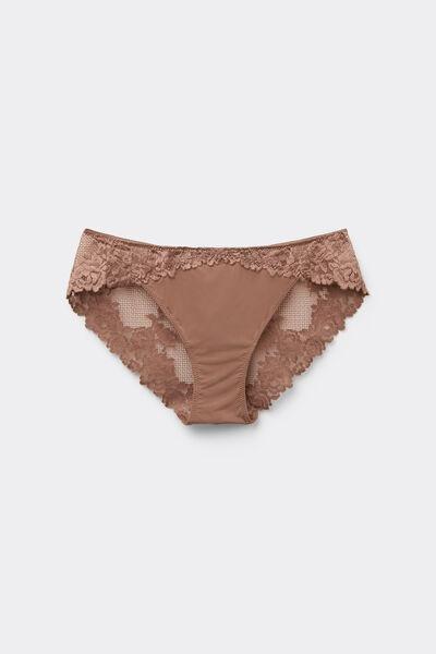 Beige Pretty Flowers Knickers, Brown Mocha, medium