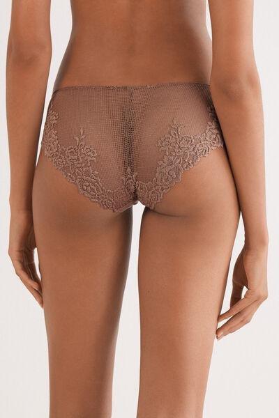 Beige Pretty Flowers Knickers, Brown Mocha, large image number 3