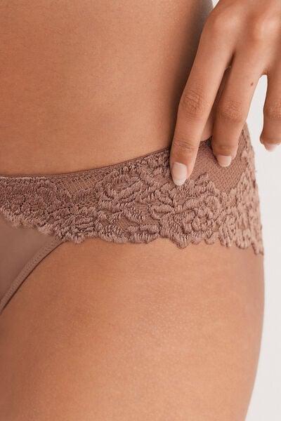 Beige Pretty Flowers Knickers, Brown Mocha, large image number 5