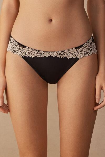 Black Lace-Detailed Knickers, , large image number 1