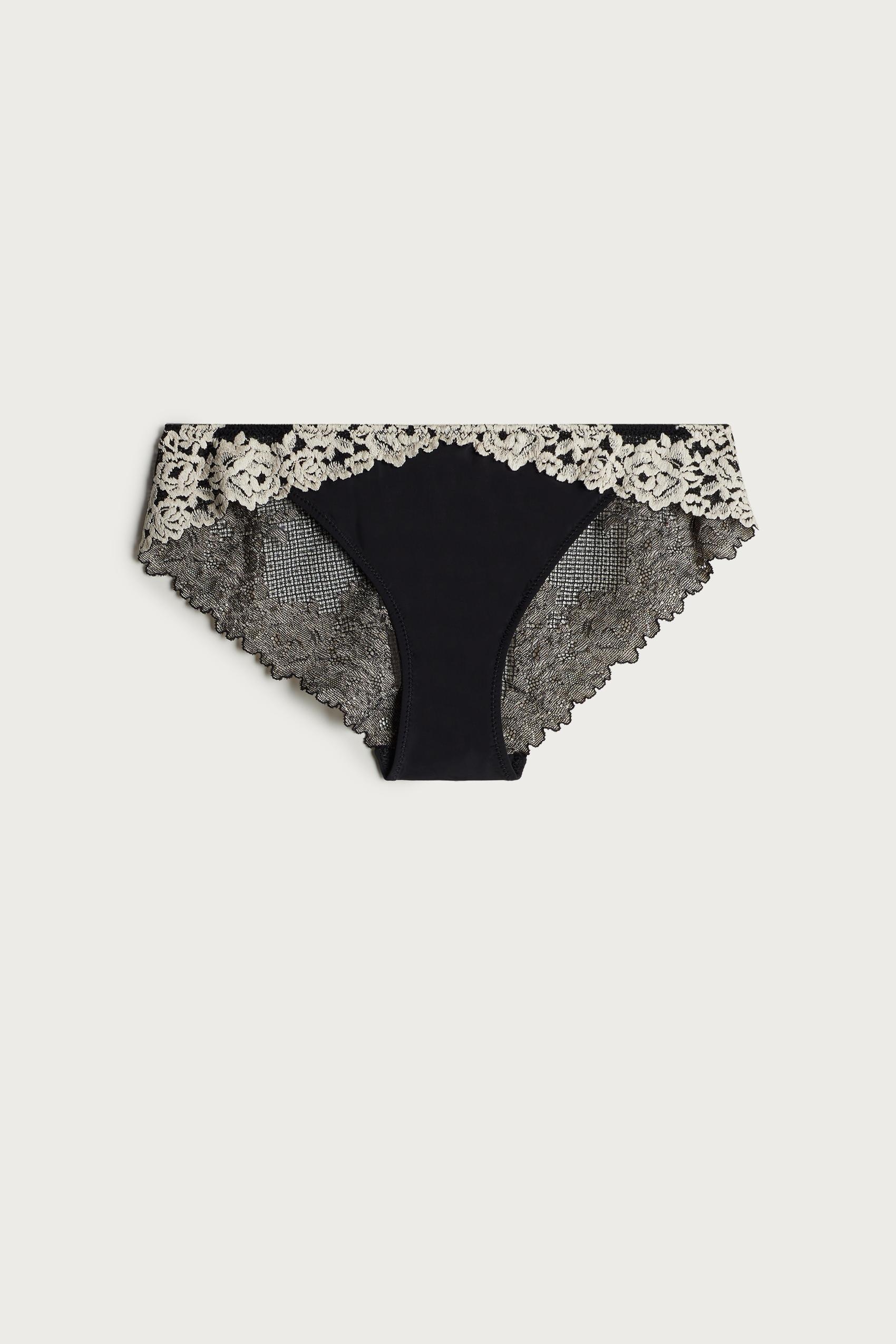 Black Lace-Detailed Knickers, , large image number 3