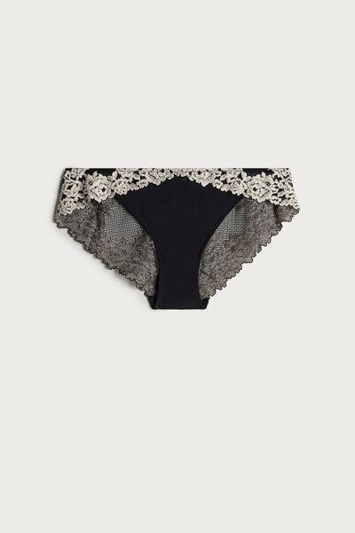 Black Lace-Detailed Knickers, , large image number 4