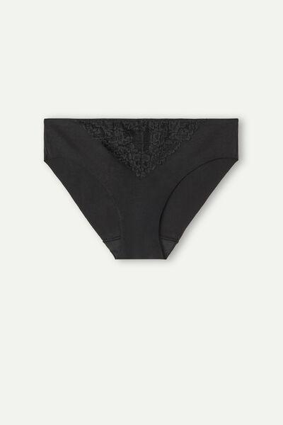 Black Pretty Flowers Raw-Cut Cotton Briefs, , large image number 2