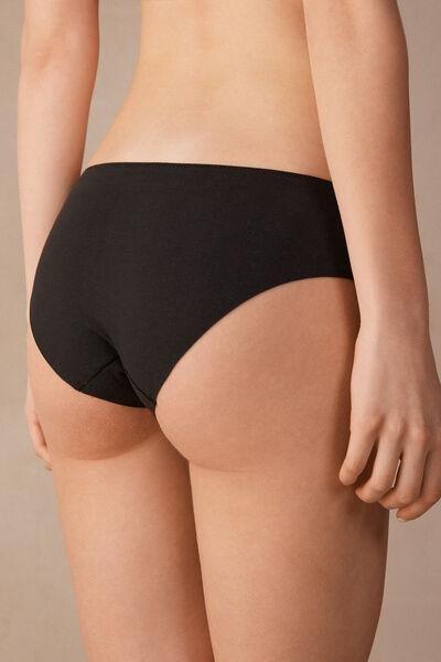 Black Pretty Flowers Raw-Cut Cotton Briefs, , large image number 3