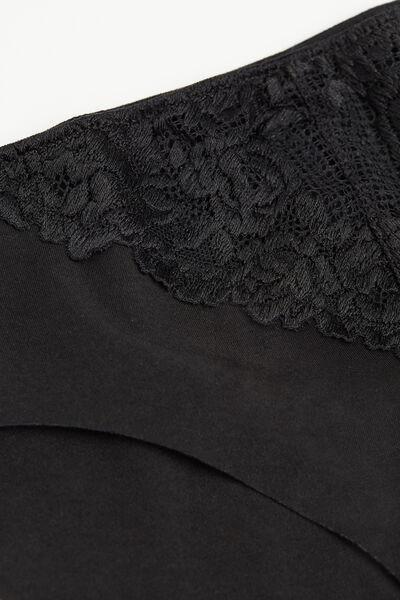 Black Pretty Flowers Raw-Cut Cotton Briefs, , large image number 4