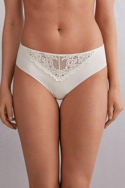 White Pretty Flowers Seamless Cotton Briefs, , medium