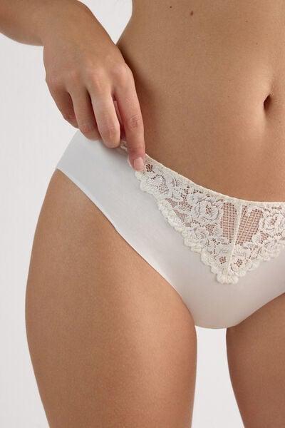 White Pretty Flowers Seamless Briefs, Powder White, large image number 5