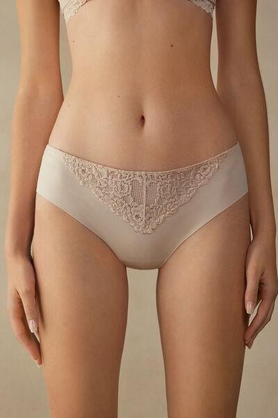 Cream Pretty Flowers Raw-Cut Briefs, Silk, large image number 0