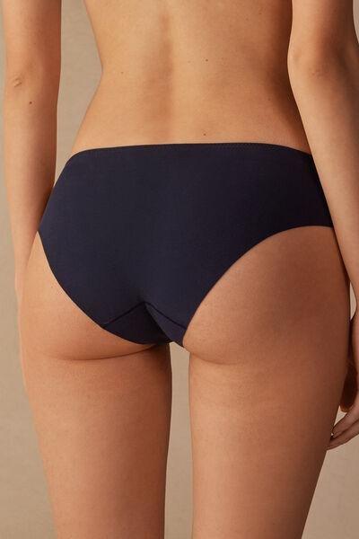 Navy Lace-Detailed Raw-Cut Briefs, , large image number 3