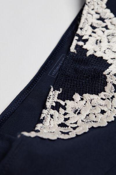 Navy Lace-Detailed Raw-Cut Briefs, , large image number 4