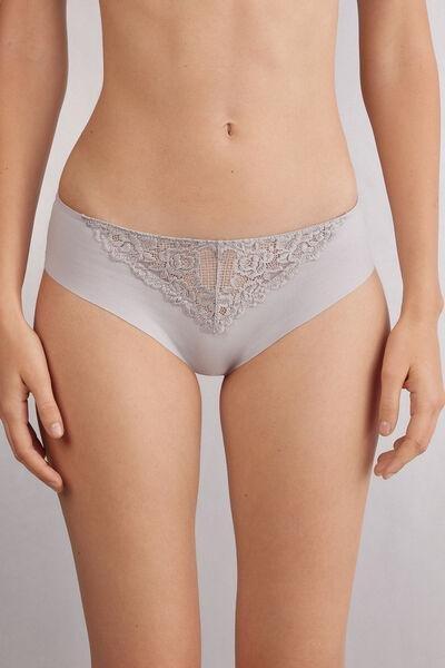 Grey Pretty Flowers Seamless Briefs, , medium