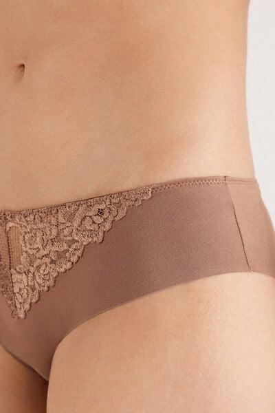 Beige Pretty Flowers Seamless Cotton Briefs, Brown Mocha, large image number 5