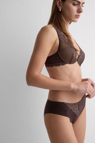 Brown Pretty Flowers Seamless Cotton Briefs, 5601_705J, large image number 0