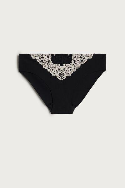 Black Pretty Flowers Raw-Cut Briefs, , large image number 2