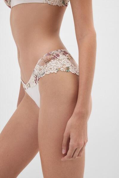 Beige Pretty Flowers Lace Knickers, 5601_327K, large image number 4