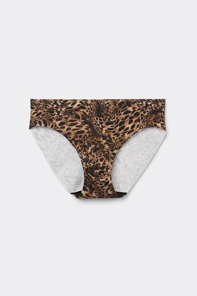 Brown Animal Print Seamless Cotton Knickers, , large image number 2