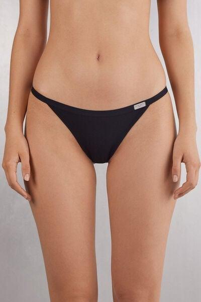 Black Cotton String Panties, Black, large image number 0