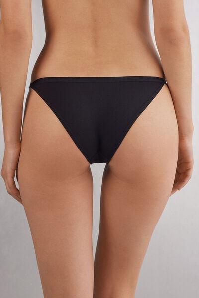 Black Cotton String Panties, Black, large image number 3