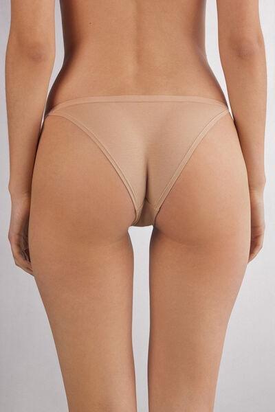 سراويل داخلية قطنية ناعمة باللون البيج مع أحزمة جانبية ، للنساء, Soft Beige, large image number 3